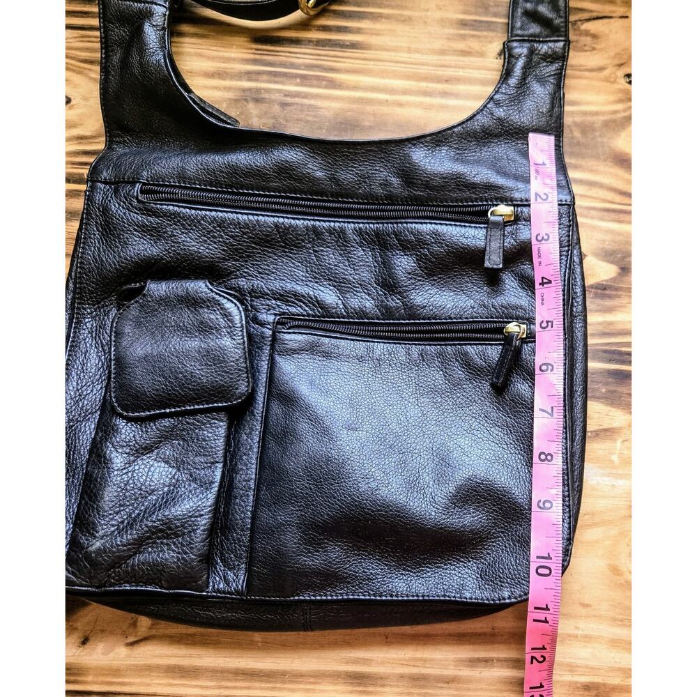 JP Ourse & Cie Bolivia Black Leather Cross Body Traveler Bag Unisex Handbag - Picture 10 of 12